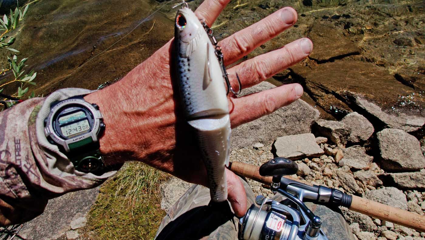 Casting a  9-inch Berkely Nessie with nail weights in the Sierra 8/8/2025
